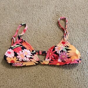 wild fable Floral Ribbed Bikini Top — Black, Pink, Orange, Yellow